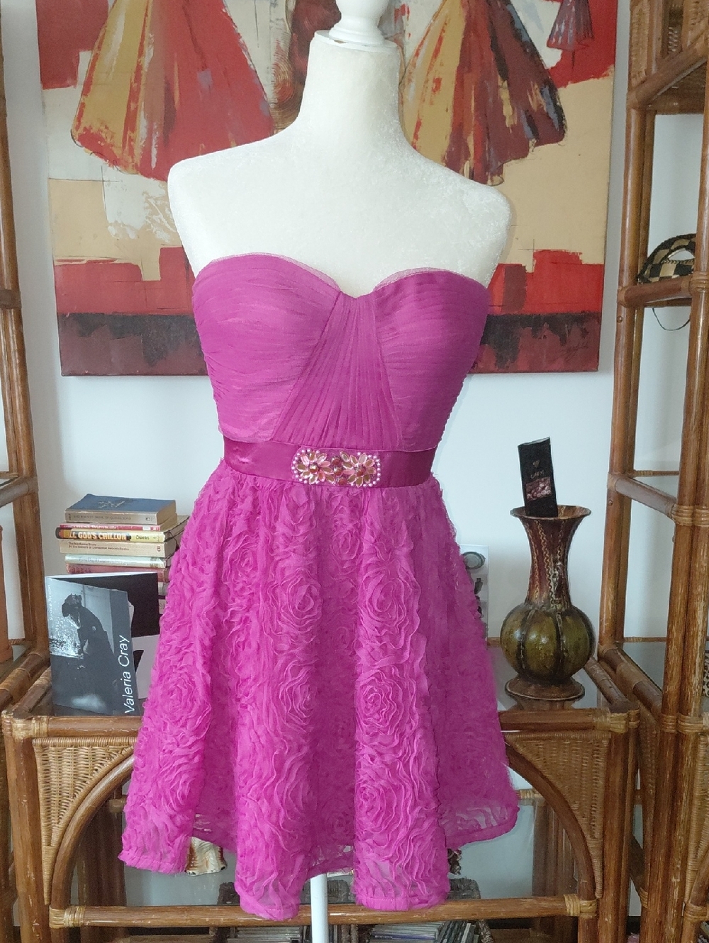 Adrianna Papell Bright Pink Evening Dress